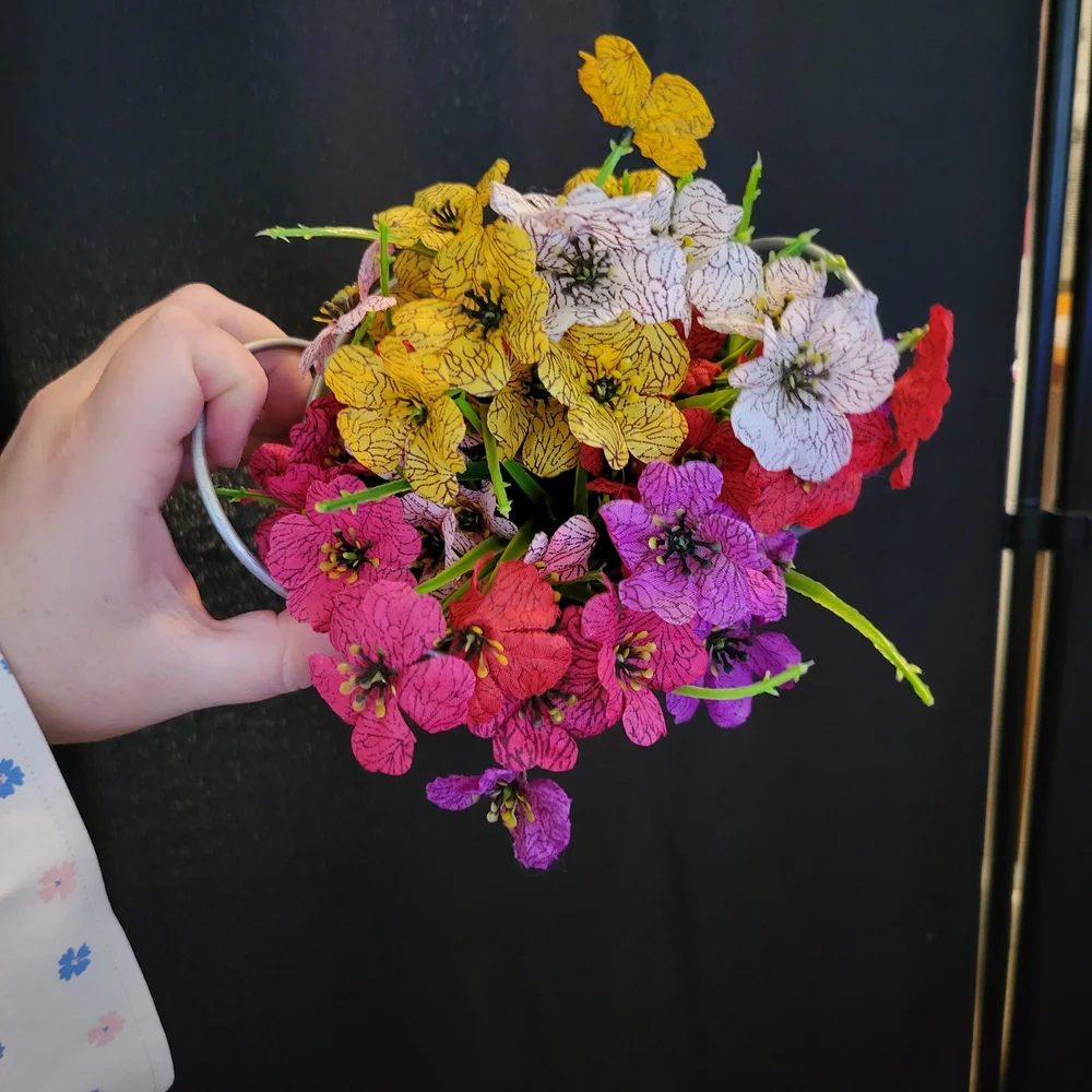 Galvanized Metal Wall Vase with Colorful Faux Flowers • Farmhouse Wall Decor